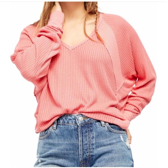 Free People Santa Clara Thermal Slouchy Top in Prairie Rose Size Large, OB967840 - Picture 2 of 16